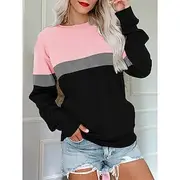Women's Pullover Sweatshirt Graphic Color Block Fashion Casual Long Sleeve Crew Neck Regular Tops Street Dailywear Casual Print Pink Fall Winter