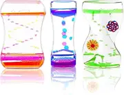 Coitak Liquid Motion Bubbler Timer for Sensory Play, Fidget Toy, Desk Top, 3 Pack, Assorted Colors (Style-1)