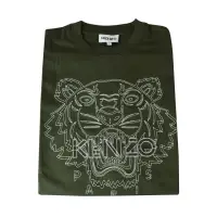 在飛比找momo購物網優惠-【KENZO】KENZO刺繡白字LOGO虎頭紋圓領短袖T恤(