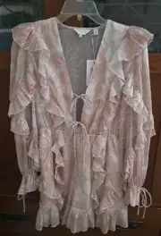 Ted Baker Irvete Ruffled Chiffon Playsuit Romper Coral Ted Size 0/US 2 NWT $375