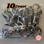 5" T316 Stainless Steel Bolt action snap hook with 1 1/4" round swivel eye clip