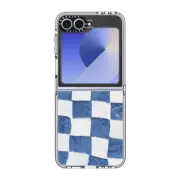 Galaxy Z Flip6 Clear Case BLUE CHECKERS