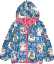[GuoChe] Girls Sherpa Jacket With Hood Snow Globe Santa Deer Tree Snowman Snowflakes Blue Toddler Girls Hooded Jacket pink Baby