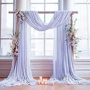 Wedding Arch Draping Fabric,1 Panel 18FT Purple Sheer Chiffon Curtain Drapes 6 Yards for Wedding Ceremony Birthday Party Decoration