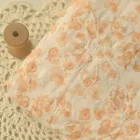 在飛比找ETMall東森購物網優惠-復古咖黃碎花大繡花聚脂纖維布料 上衣連衣裙洋裝服裝窗簾布料