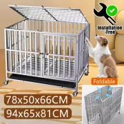 37" 30" Dog Cage Crate Large Kennel Pet Cage Cat Puppy Foldable Metal Cage