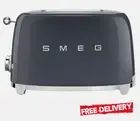 Genuine Original Smeg 50s Retro Style 2 Slice Toaster Slate Grey TSF01GRAU