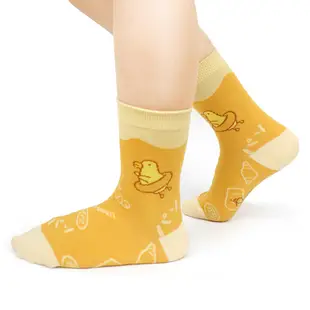 【in Pairs】伸縮自如的雞與鴨可愛麵包 中筒襪 童襪 防滑點點 止滑設計
