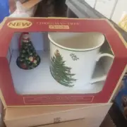 GORGEOUS 2-Piece Christmas Tree Spode Handled Cup & Light-Up Christmas Ornament