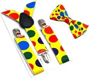 CHILDWEET Kids Suspender Bow Tie Set Suspender Bow Tie for Cosplay Colorful Dot Suspender Elastic Bow Tie Party Dress up Kit