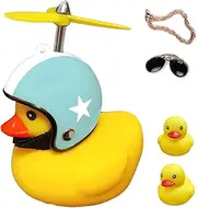 [ACEDOAMARE] Duck Bike Bell, Cute Rubber Yellow Duck Bicycle Accessories with LED Light Propeller Helmet Squeeze Horns for Adults Kids Children Cycling Motorcycle Handlebar Bicycle