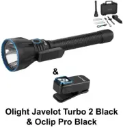 Olight Javelot Turbo 2 Black 1500m Long Range Flashlight & Oclip Pro Black