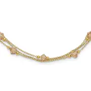 Fashion 1928 Jewelry Gold-Tone Link Light Colorado Faceted Acrylic Beads Three Strand W/ 3 Inch Extension Necklace