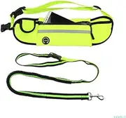 Multifunction Durable Hands Free Reflective Waist Bungee Dual Handle Dog Leash (Color : Green)