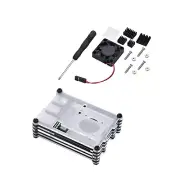 Clear 9 Layers Case with Cooling Fan Heatsink Screwdriver For Raspberry Pi 4B E