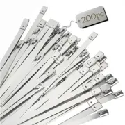 200pcs 11.8 Inch Stainless Steel Self-Locking Cable Zip Ties, Multi-Purpose M...