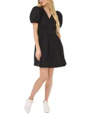 CeCe Puff Sleeve Belted Mini Dress