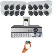 16 Channel DVR 16 pcs 1080p HD CCTV Security Camera System Set w/ 2TB NO Cables