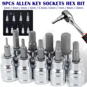 9X Allen Key Sockets Hex Bit Socket Set 3/8" Drive & Drill Driver Metric 2-10mm₡