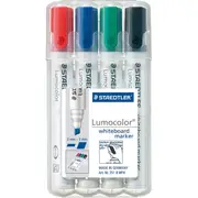 STAEDTLER 351 LUMOCOLOR Whiteboard Marker Assorted Chisel Tip Wallet of 4