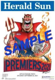 MELBOURNE DEMONS 2021 MARK KNIGHT PREMIERSHIP POSTER UNFRAMED PETRACCA GAWN