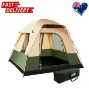 Weisshorn Family Camping Tent 4 Person Hiking Beach Tents Canvas Ripstop Green