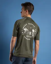 [Jacks] Jacks Men's Escape Short Sleeve Rash Vest in Army Green Size 2XL 2XL Army Green