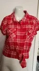 Womans Red Plaid Button Up Top Juniors Xl Max Rave