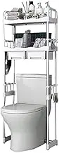 2 Tier Stainless Steel Toilet Storage Rack with Drawer, Freestanding Organizer Bathroom Space Saver, Over The Toilet Rack, Multi-Functional Adjustable Bathroom Storage Shelf