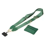Phone Strap with Wallet and Patches for Travel Shopping, Dark Green