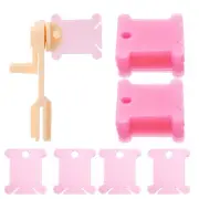 100pcs Plastic Embroidery Floss Bobbins with Bobbin Winder, Pink
