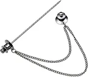 [HAMKVBPR] Collar Pins for Men Tassel Chain Lapel Pin Shirt Buckle Word Pin Brooch Tie Collar Pin for Party(Black)