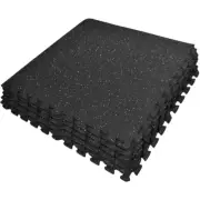 Sivan Health and Fitness High Density, Soft Rubber Interlocking Gym Tiles (Black