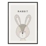 Galrie Charming Minimalist Rabbit Art Print for Modern Decor, Black Frame, A3 30 x 42cm (12 x 16inch)