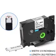 1PK Fits Brother TZe 211 Label Tape PT-H110 PT-D220 PT-D210 Black on White 6mm