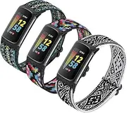 3 Pack Adjustable Elastic Watch Band Compatible with Charge 5 Bands for Women Men, Stretchy Sport Loop Band Soft Nylon Wristband Accessories for Charge 5 Fitness & Health Tracker