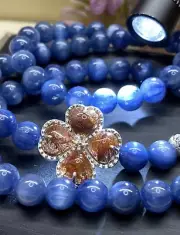 Blue Kyanite Gemstone 7.7MM Bead Bracelet, Length 52CM/22”
