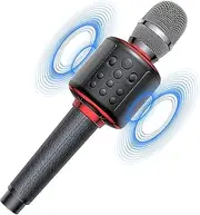 XZL Bluetooth Karaoke Microphone for Kids & Adults, Wireless Rechargeable Mic with Built-in Stereo Speaker, Echo｜Duet Mode｜Recording｜Music Playback, Premium Leather Handle, Portable Storage Case