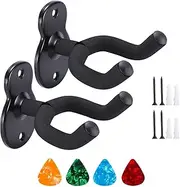 BLAZDEVE Guitar Wall Mount Hanger, Guitar-Shaped Metal Guitar Display Bracket Hooks with Screws, Wall Mount Hanger Hook Holder Stand for Acoustic, Electric, Ukulele, Bass, Guitar(Black)
