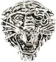 [A N KINGPiiN] Silver Jaguar Face Lapel Pin Badge Coat Suit Wedding Gift Party Shirt Collar Accessories Brooch for Men ,A04