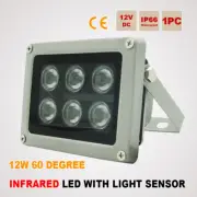 12W Infrared LED IR FLOOD Light Sensor Camera Security CCTV Work Down Lamp 12V