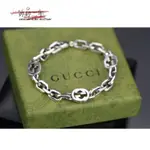 二手特价出GUCCI&#92;/古馳互扣式雙G925純銀手環做舊復古男女同款手飾手鏈 620798