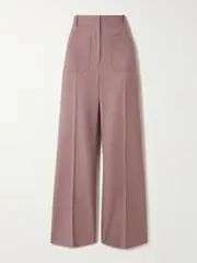 [Victoria Beckham] Victoria Beckham - Alina Twill Wide-leg Pants - Lilac - UK 14 UK 14 Purple