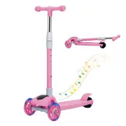 Foldable Kids Scooter LED Music Pink