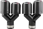 Muffler Tip Car Universal Glossy Carbon Fiber Exhaust System Pipe Mufflers Straight Stainless Black Twin Exhausts With A K Logo(1right N1left)