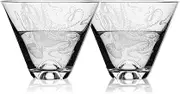 Lucy Stemless Martini Glasses Set of 2 | Hand-Crafted Lead-Free Crystal Drinking Glasses For Martinis or Cocktails | Unique Party Wine Glass for Wedding or Birthdays | 12 Oz.