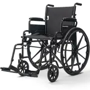 EQUIPMED Portable Wheelchair Folding Lightweight Wheel Chair 24" Inch 136kg Capacity, Black