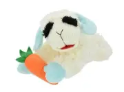 NEW Multipet Spring Light Blue Lamb Chop Carrot Plush Squeaker Dog Toy 11"