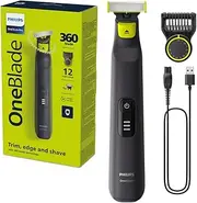 Philips OneBlade 360 Face PRO Hybrid Electric Beard and Hair Trimmer, Shaver for Head with 12 Length Precision Comb, QP6532/15