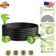 Durable 25 ft 30 Amp Power Cord with Watertight Lock and Green LED Indicator
